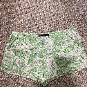 Zara Green and White Tropical Shorts